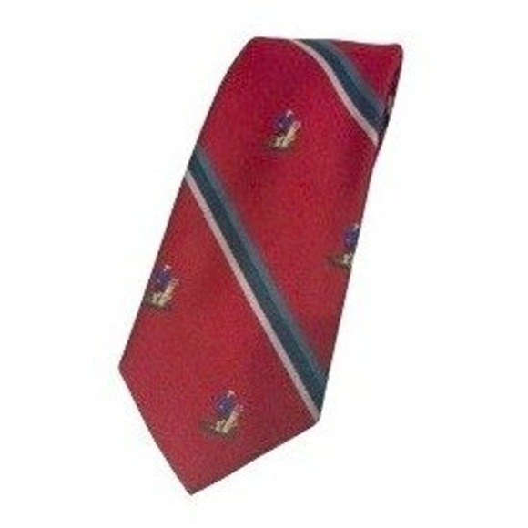 Vtg Briar Mens Neck Tie All Silk Golf Red Striped Switzerland Made USA - Picture 2 of 6